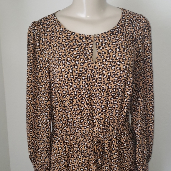 Talbots leopard dress Womens Size 2 Talbots Midi Long Sleeve - Picture 8 of 11